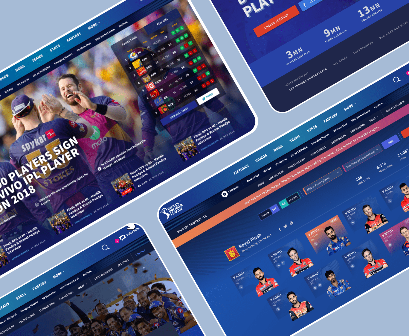 IPL Fantasy Gaming Application Ui/UX Design