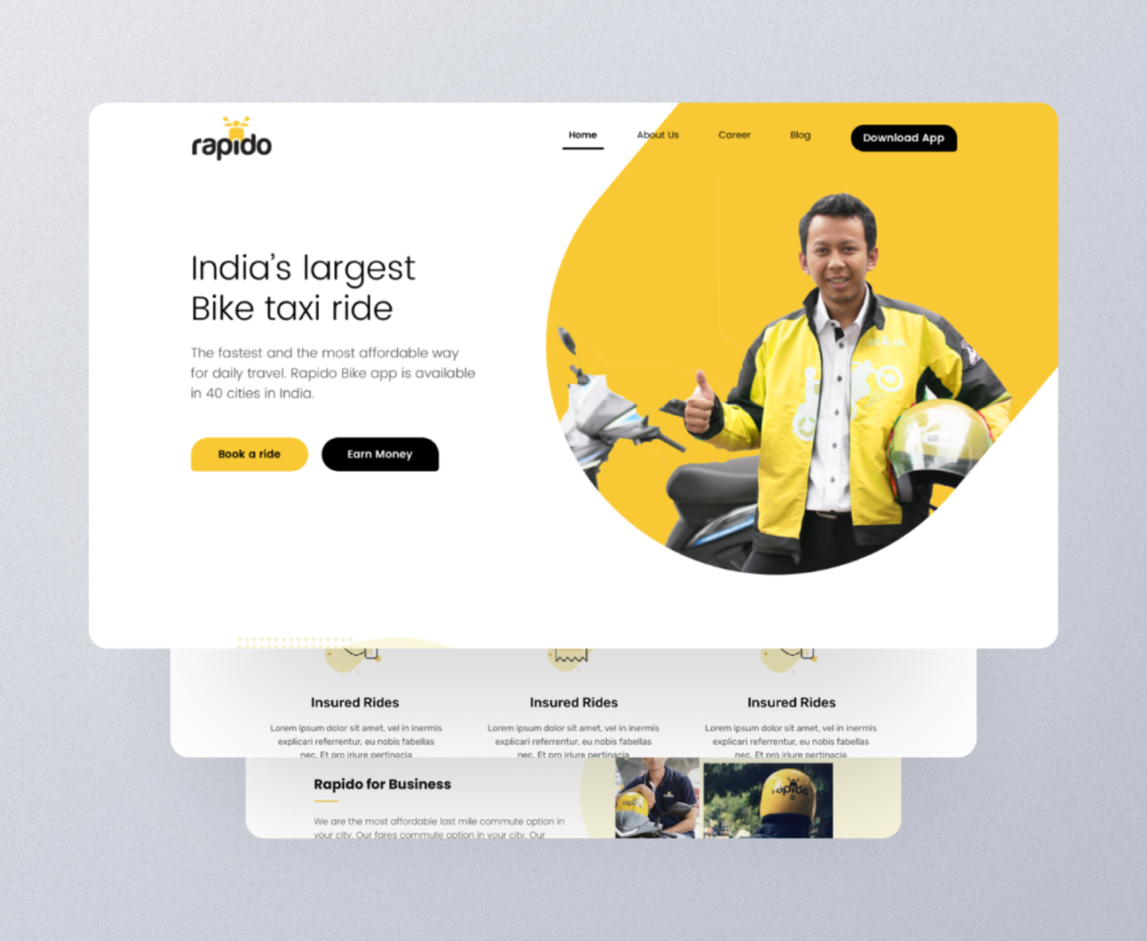 Rapido Mobility and Travel Company Website Design